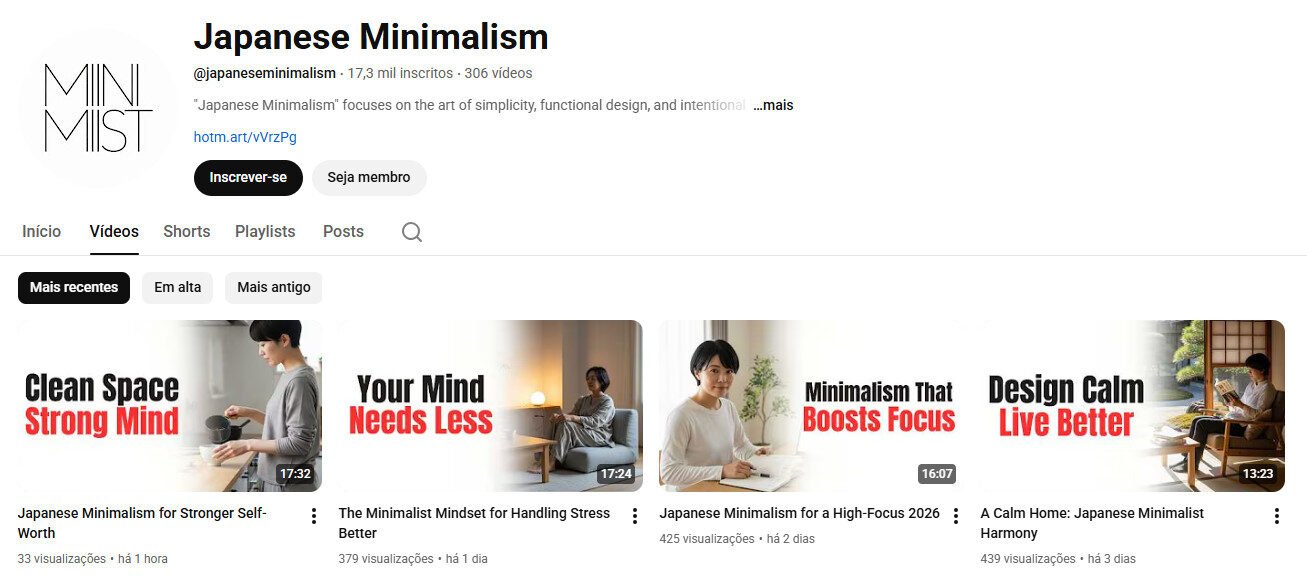 Canal no YouTube à venda – Minimalismo e Design 17 mil inscritos