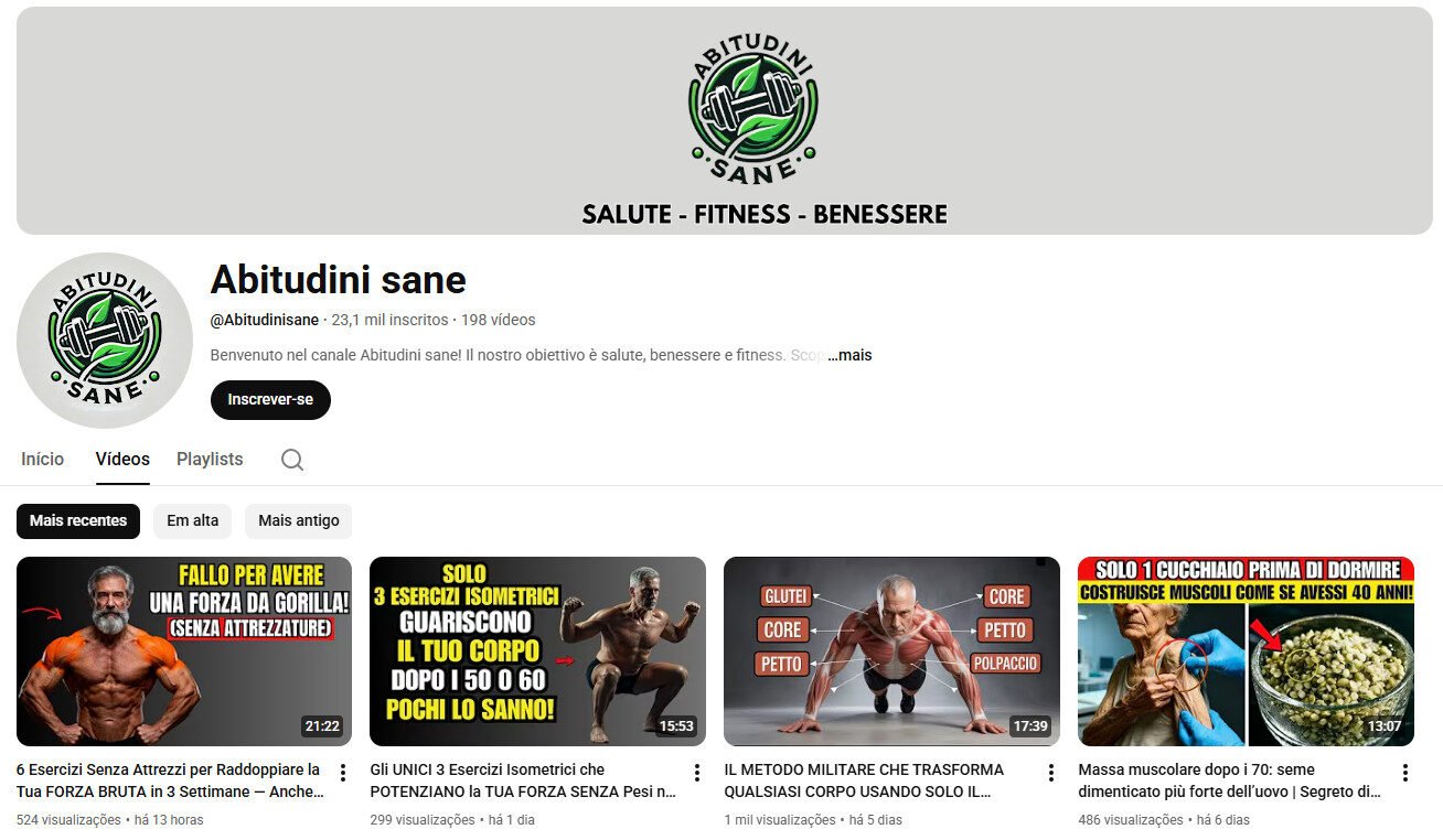 Canal no YouTube à venda – Saúde/Fitness/Bem-Estar – 23 mil inscritos