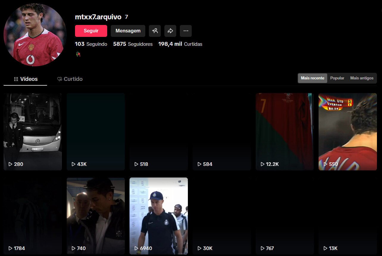 TikTok à venda – Memória e Arquivo de Futebol | 5 mil seguidores