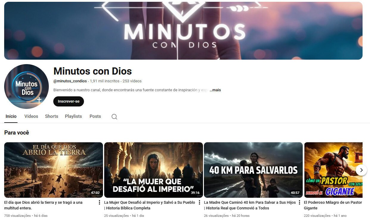 Canal no YouTube – Inspiração/Fé/Histórias Bíblicas – Não Monetizado