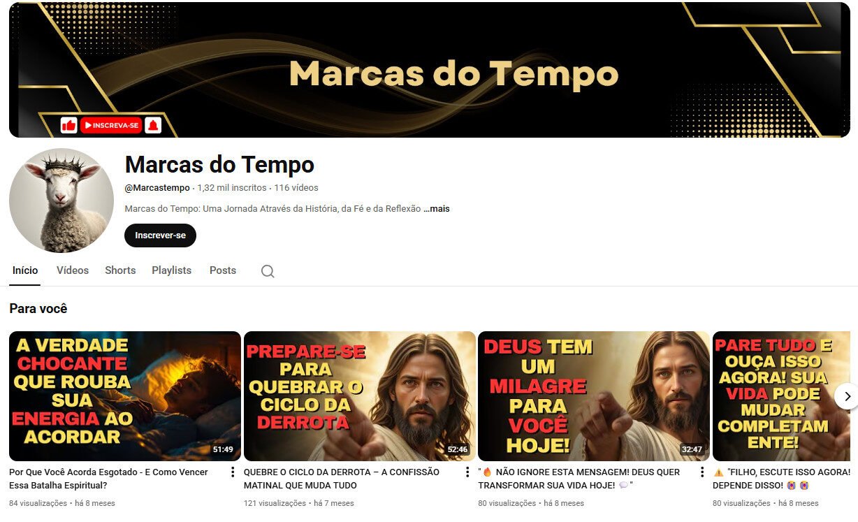 Canal no YouTube à venda – Não Monetizado – Marcas do Tempo