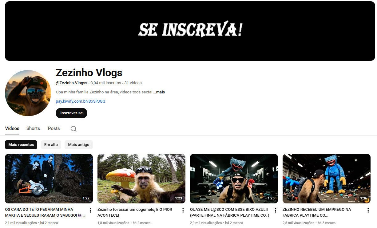 Canal no YouTube à venda – Não Monetizado – Zezinho Vlogs Entretenimento e humor