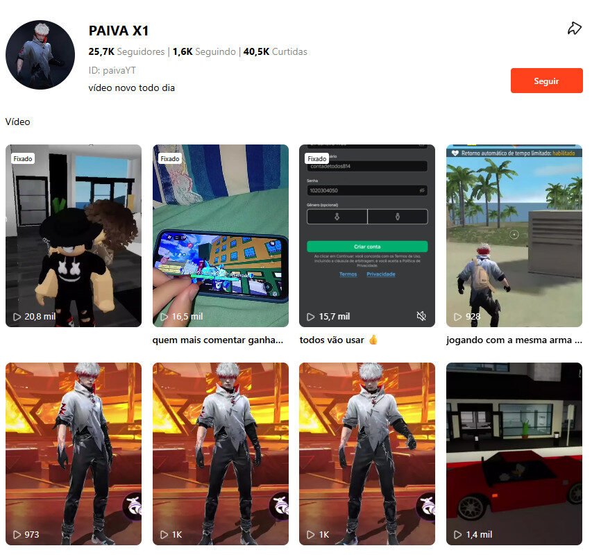 Kwai à venda – Conteúdo Gaming (Free Fire e Roblox) | 25K seguidores