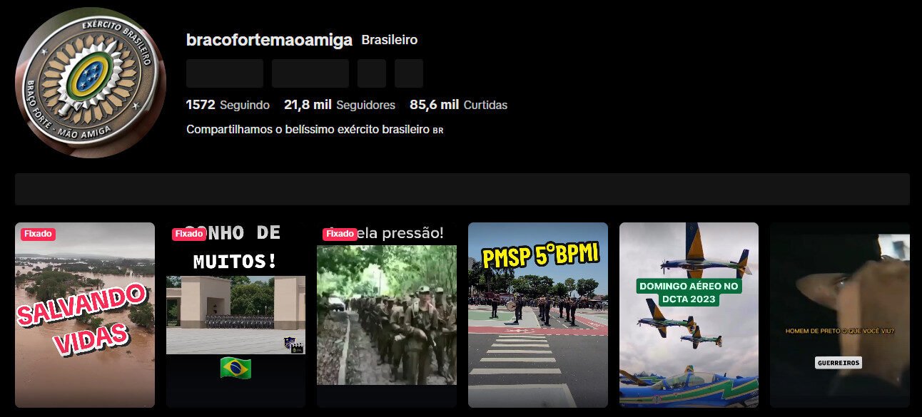 TikTok à venda – Exército Brasileiro e Conteúdo Militar | 21 mil seguidores