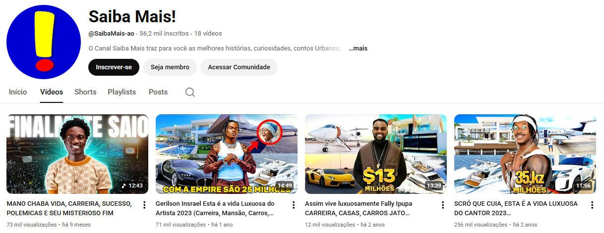 Canal no YouTube à Venda – Saiba Mais! Curiosidades e Histórias lifestyle 56.2 Mil Inscritos