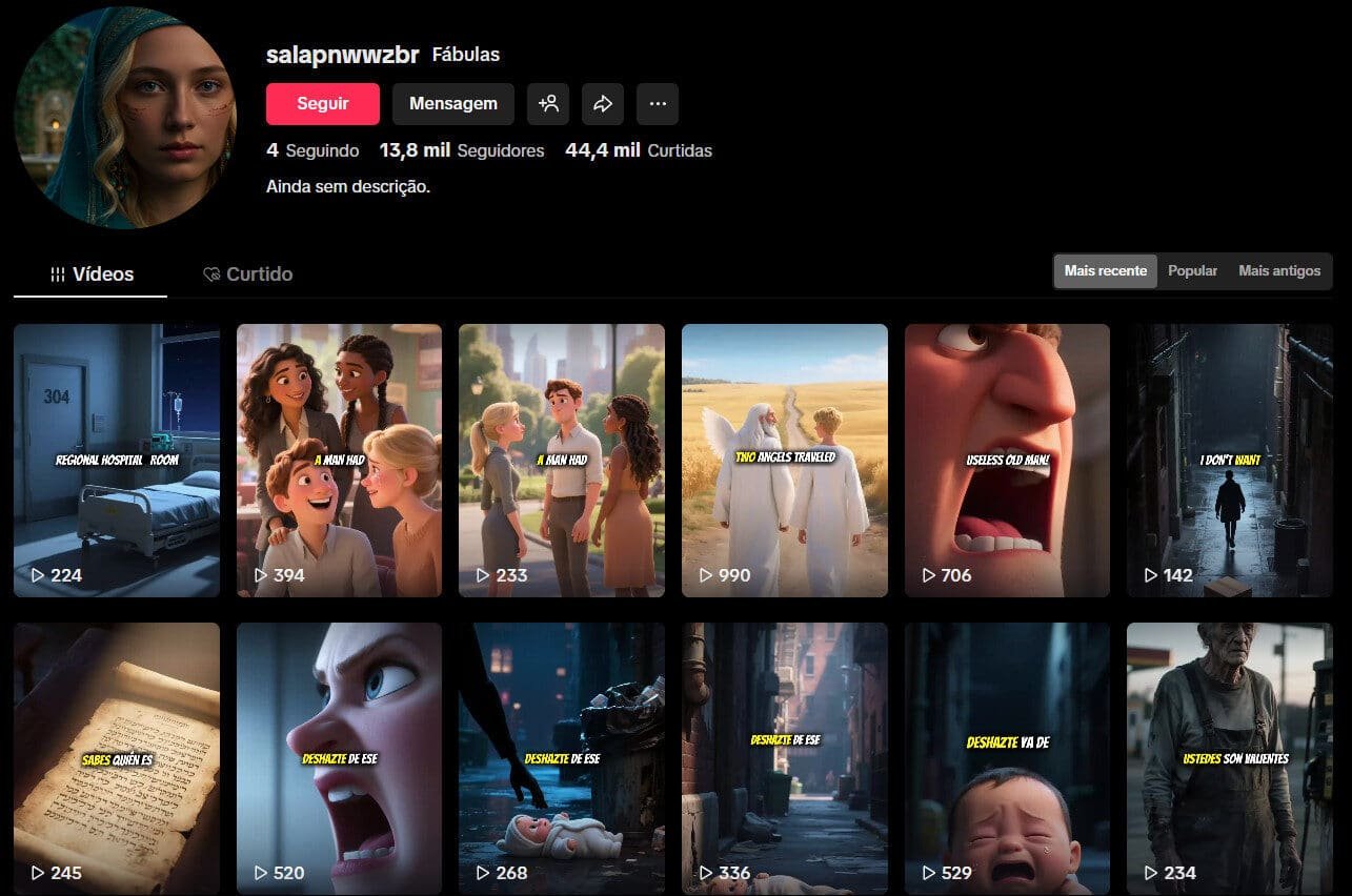 TikTok à Venda – Fábulas e Histórias Animadas | 13 Mil Seguidores
