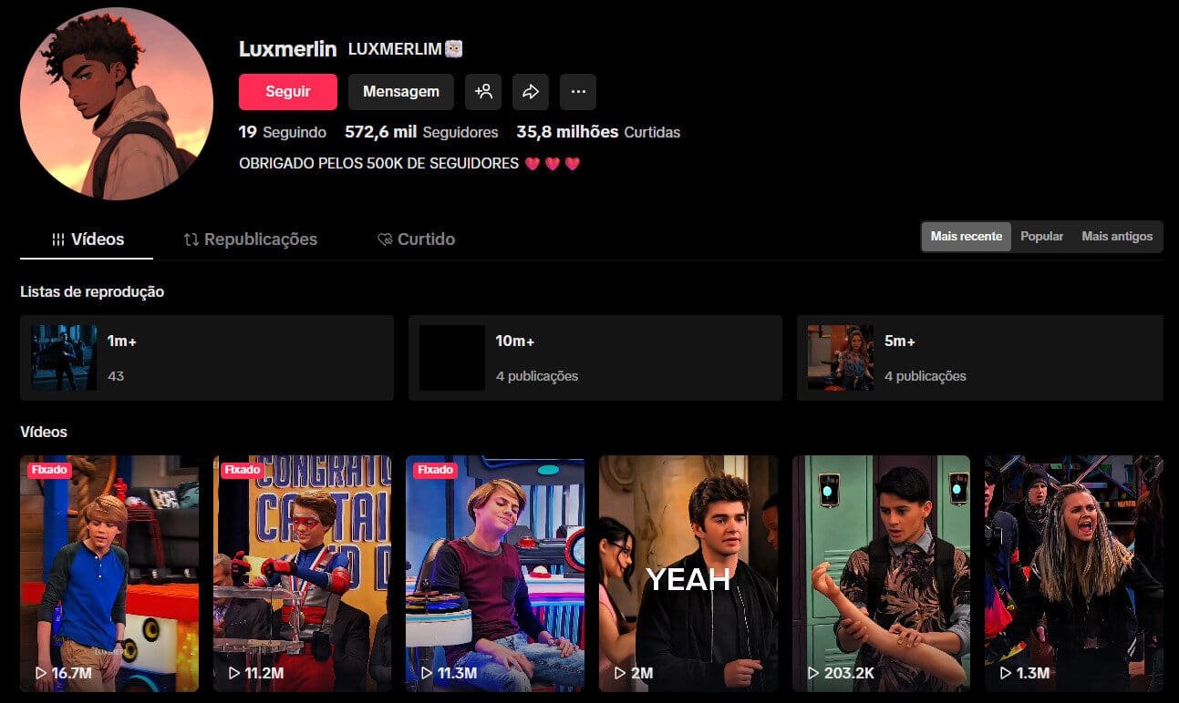 TikTok à Venda – Edits de Filmes e Séries Teens | 572 Mil Seguidores
