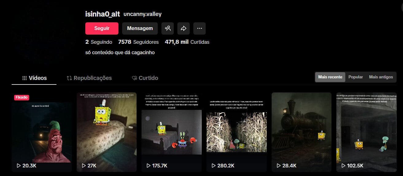 TikTok à Venda – Terror e Memes | 7 mil Seguidores