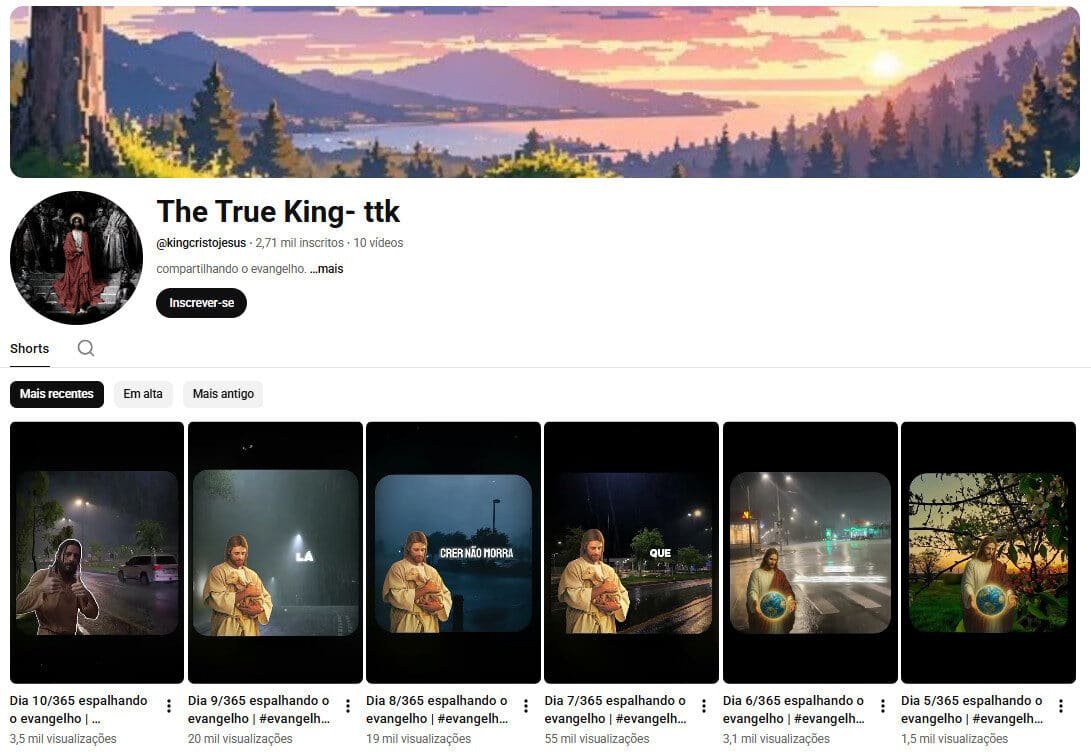 Canal no YouTube à Venda – The True King – | Conteúdo Gospel/Evangelho (Não Monetizado) | 2 Mil Inscritos