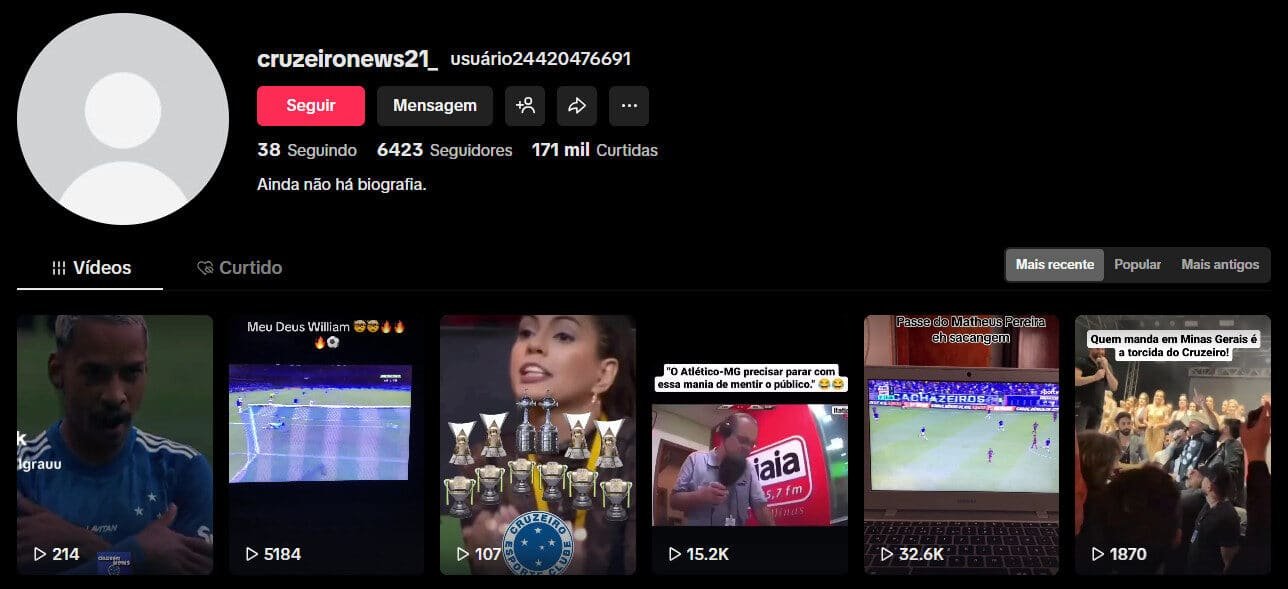 TikTok à venda – Edits do Grêmio e CR7 | 26 Mil Seguidores