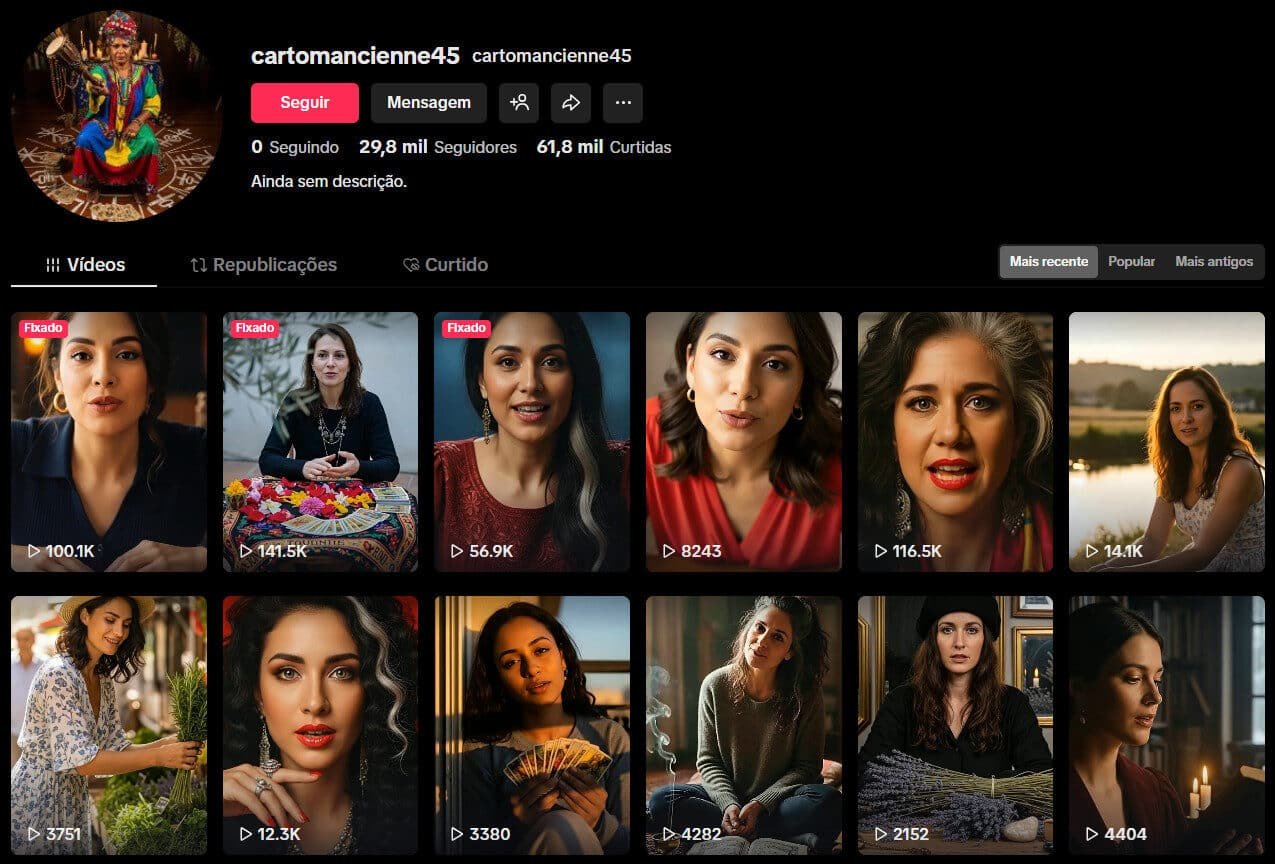 TikTok à venda – Cartomancia, Esoterismo e Espiritualidade | 29 mil seguidores