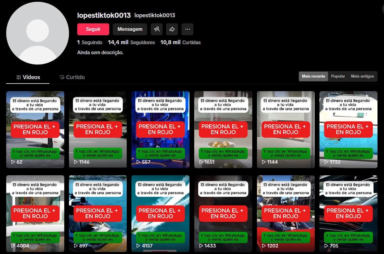 TikTok à venda – Motivacional, Renda e Tráfego Viral | 14 mil seguidores