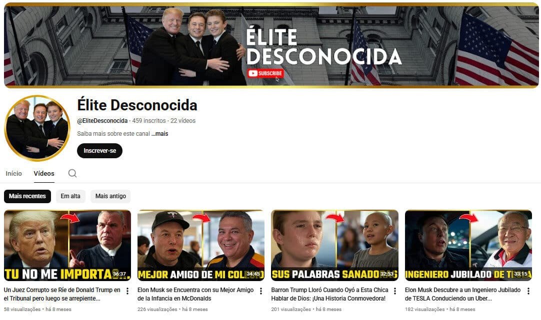 Canal no YouTube à venda – Elite Desconhecida (Mexico) – 459 Inscritos – Não monetizado