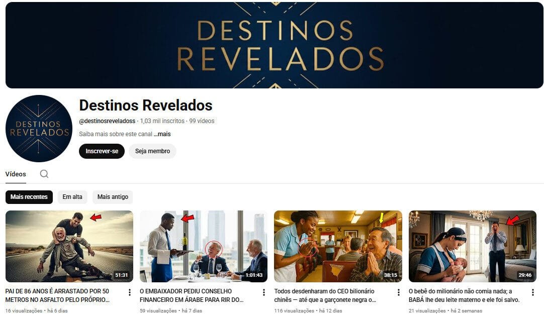 Canal no YouTube à venda – Destinos Revelados (1 mil inscritos)