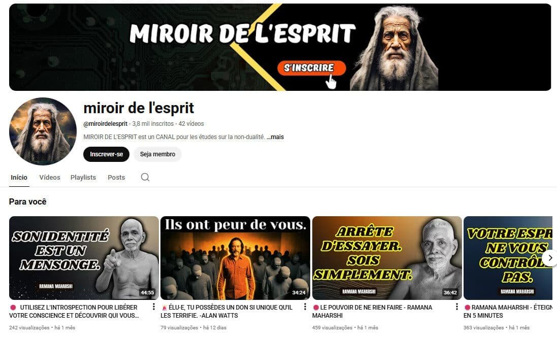 Canal no YouTube à venda – Não Dualidade e Espiritualidade (3 mil inscritos)