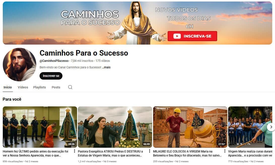 Canal no YouTube à venda – Religião, Crenças e Histórias Dramáticas (7 mil inscritos)