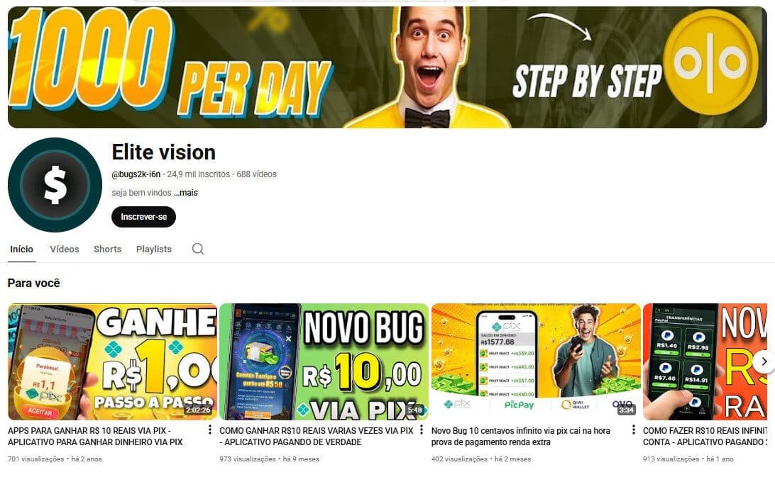 Canal no YouTube à venda – Renda Extra e Apps de Ganhos Rápidos (24 mil inscritos)