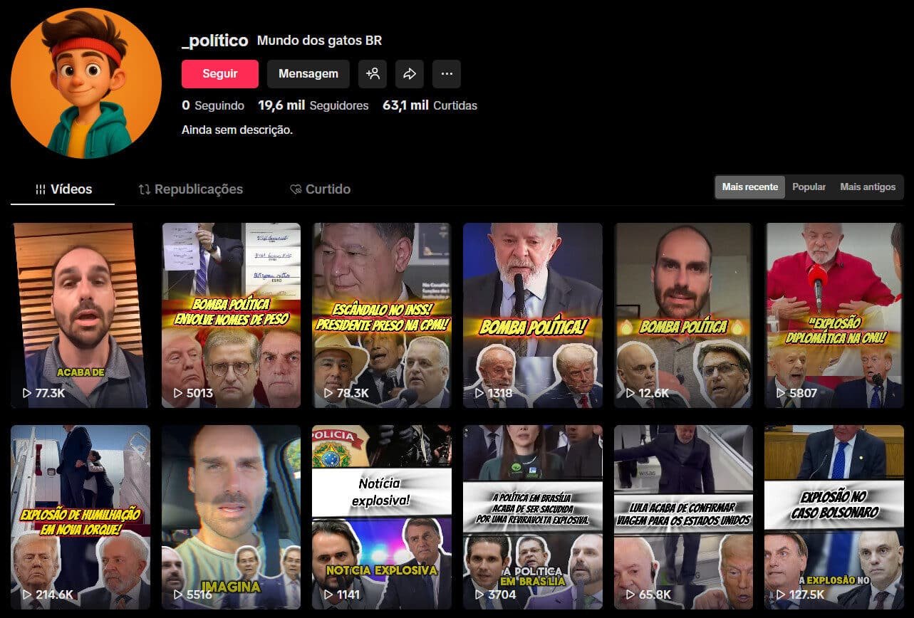 Conta no TikTok à venda – Política Brasileira 19 mil seguidores