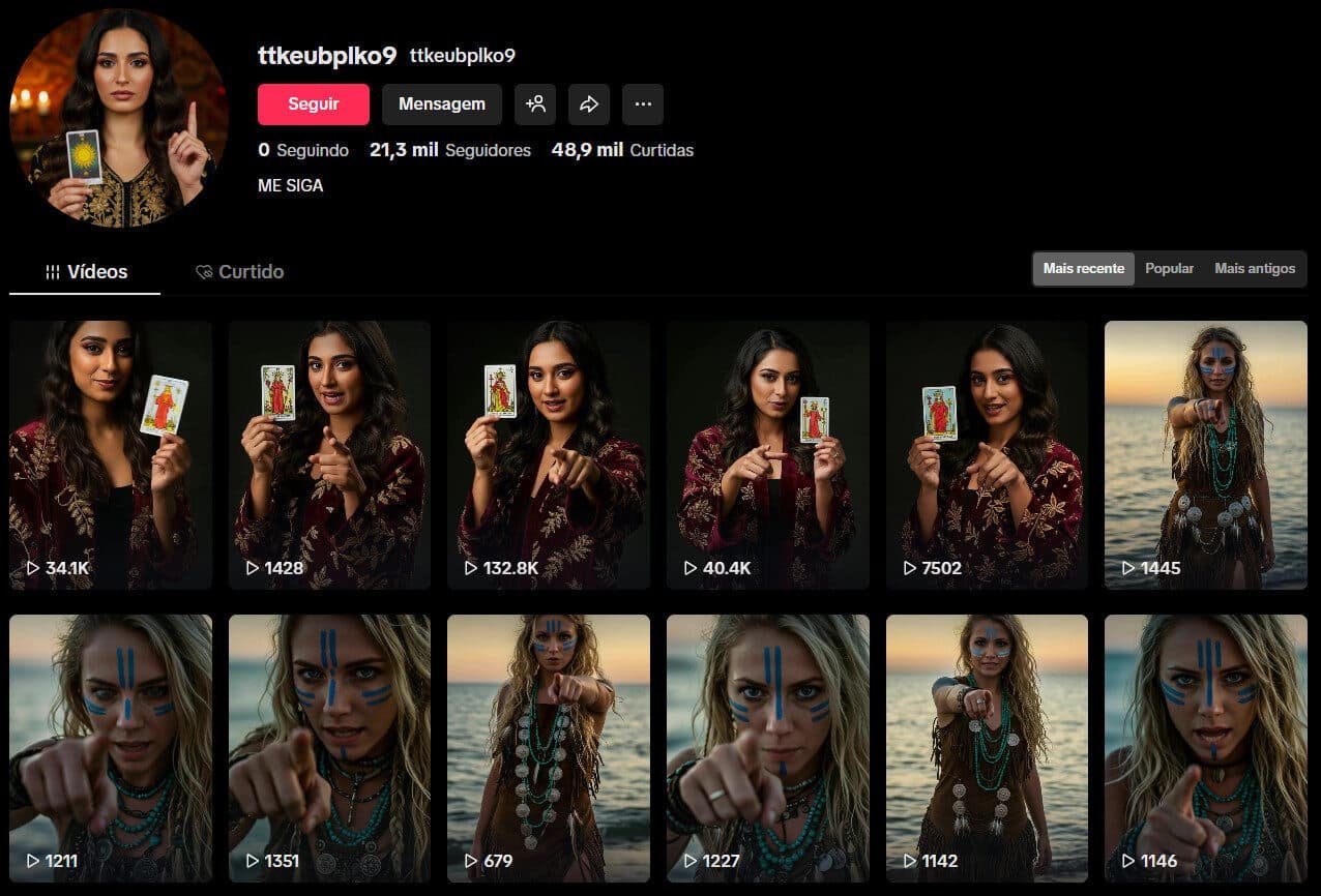 Conta no TikTok à venda – Cartomancia e Previsões (21 mil seguidores)