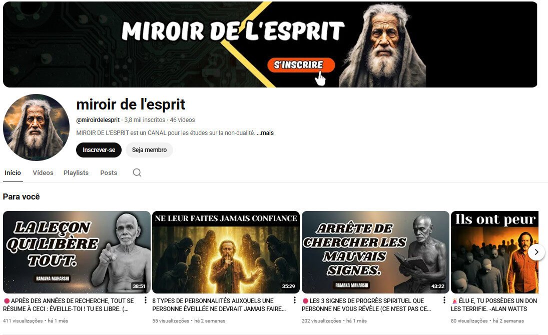 Canal no YouTube à venda – Espiritualidade e Não-Dualidade (3 mil inscritos)