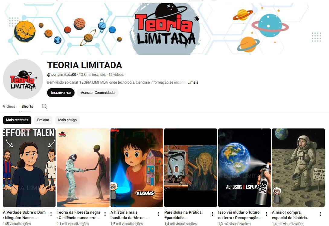 Canal no YouTube à venda – Teoria, Ciência e Curiosidades (13 mil inscritos)