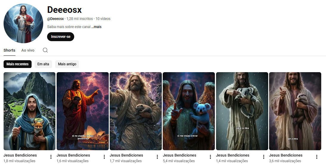 Canal no YouTube à venda – Imagens de Jesus e Bênçãos com IA (1 mil inscritos) não monetizado