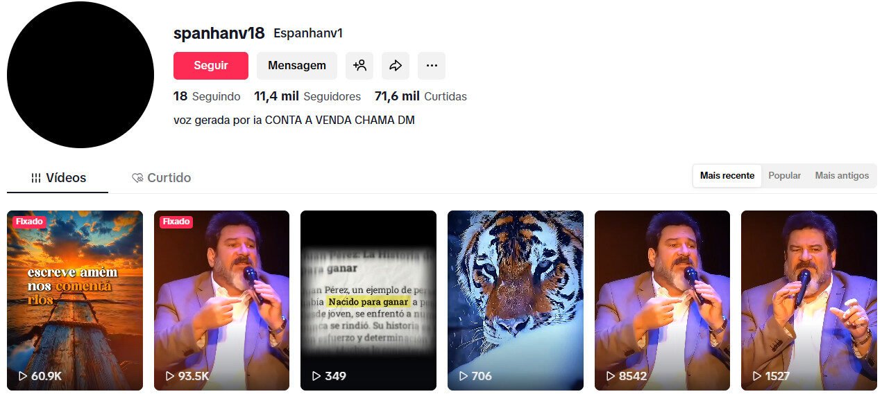 Conta no TikTok à venda – Evangelismo e Conteúdo Gerado por IA (11 mil seguidores)