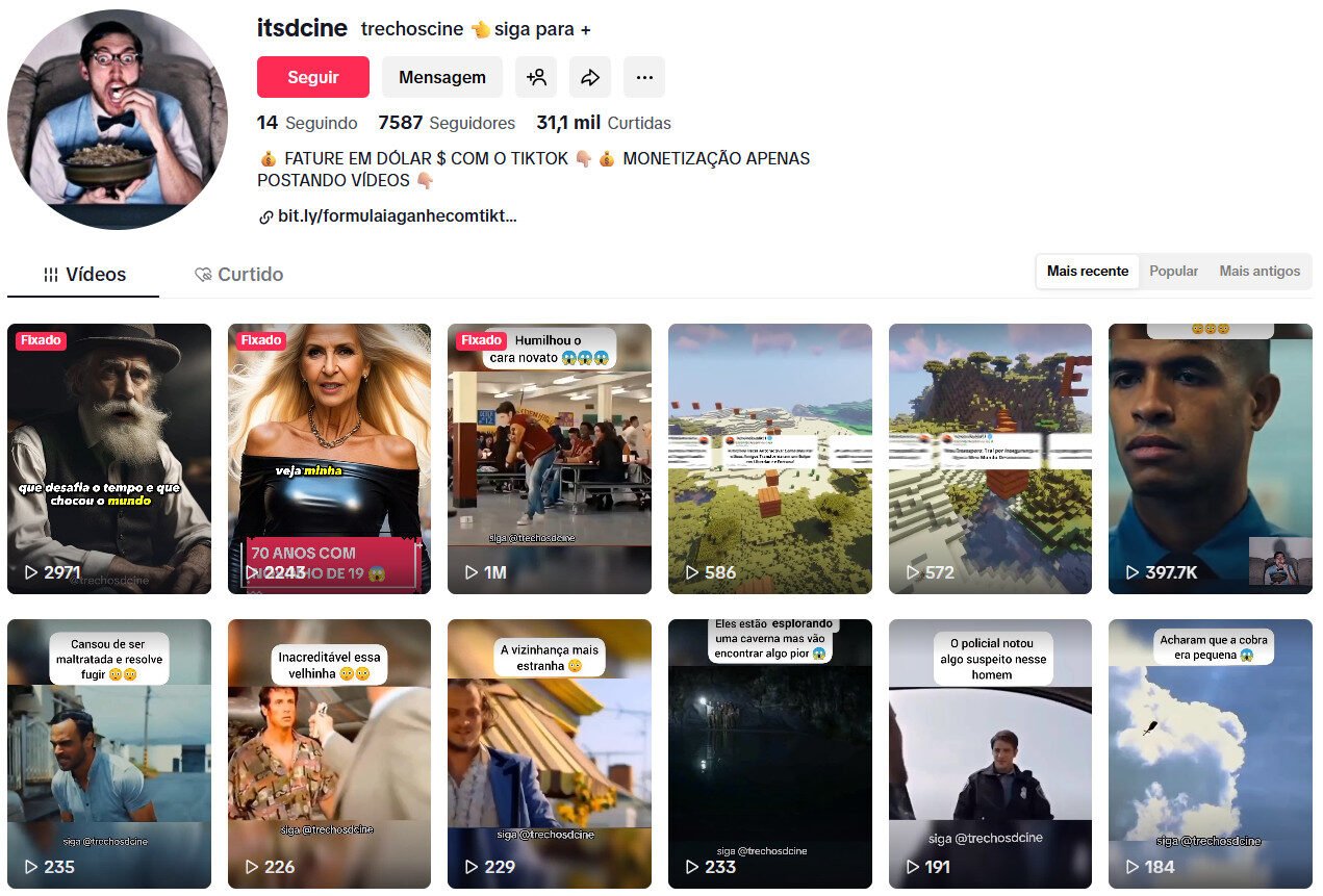 Conta no TikTok à venda – Curiosidades, Filmes e IA (7 mil seguidores)