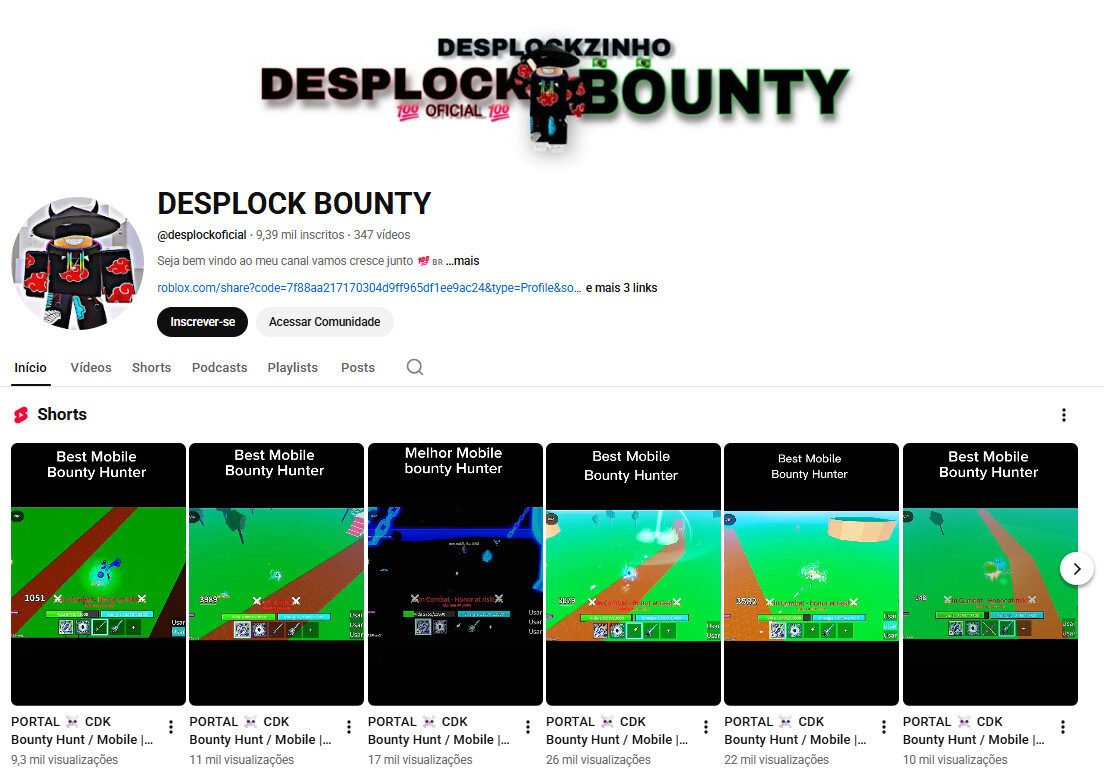 Canal no YouTube à venda – Jogos (Blox Fruits) e PvP Mobile (9 mil inscritos)