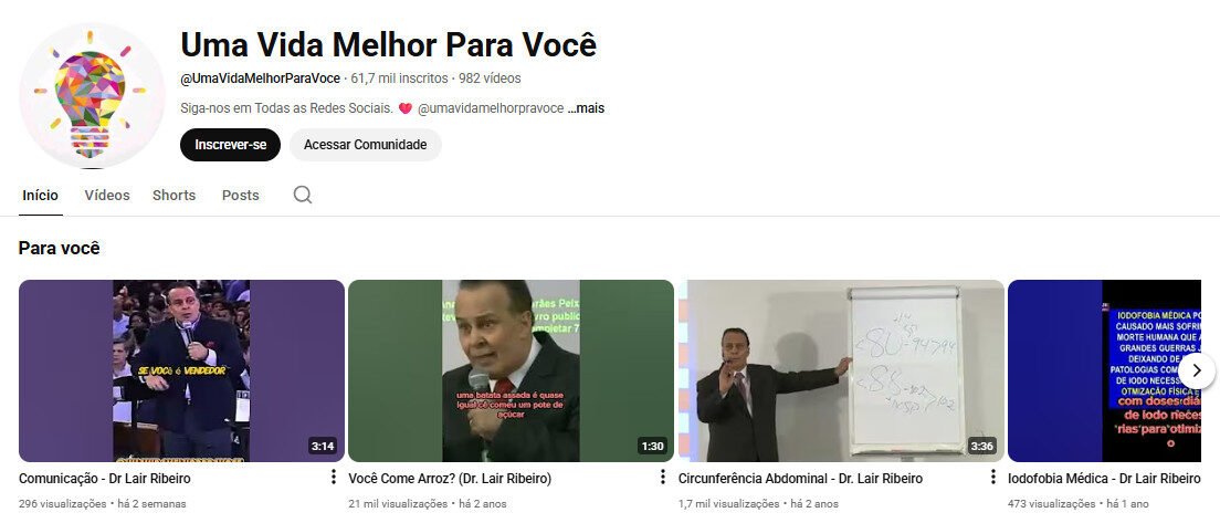 Canal no YouTube de Dicas e Entrevistas Médicas (61 mil inscritos) – Não Monetizado