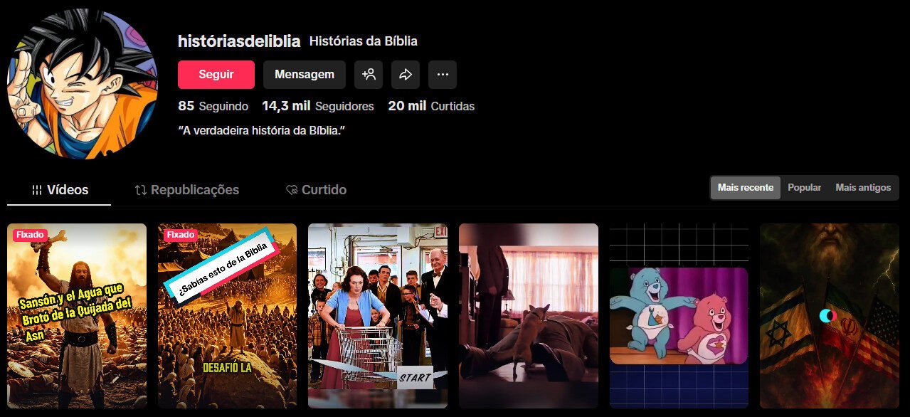 Vendo Tiktok– Histórias Bíblicas e Memes (14 mil seguidores)