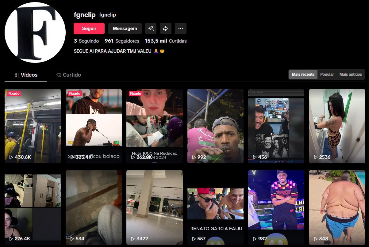 Conta no TikTok à venda – Entretenimento, Cortes e Curiosidades (961 seguidores)