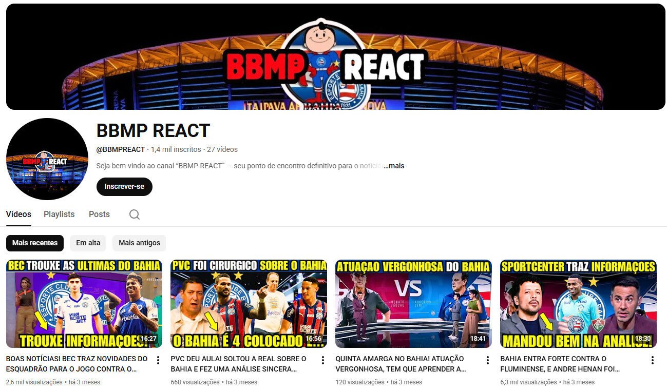 Canal no YouTube à venda – Notícias, Reações e Esportes – 1 mil inscritos