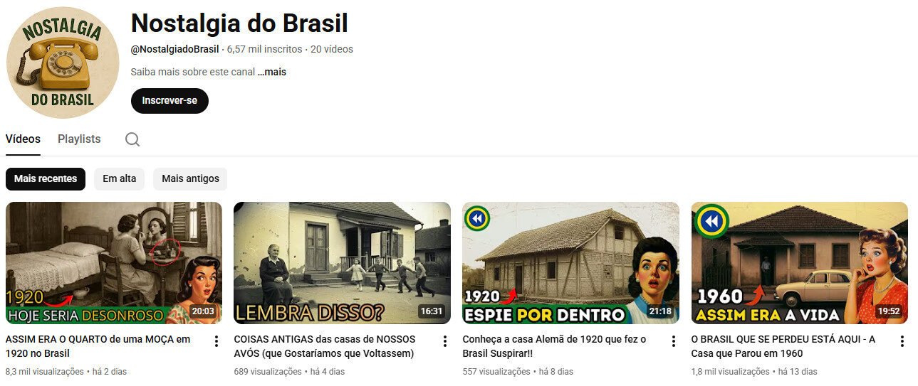Canal no YouTube à venda – História, Nostalgia e Cultura Brasileira – 6 mil inscritos