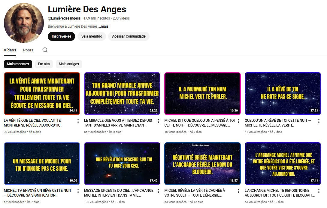 Canal no YouTube à venda – Mensagens Espirituais e Revelações – 1 mil inscritos