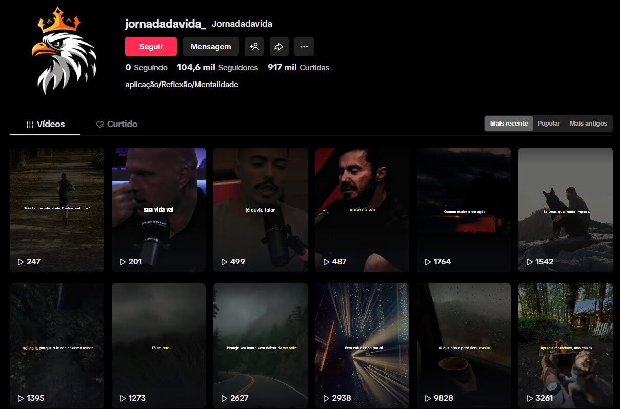 Conta no TikTok à venda – Motivação, Reflexão e Mentalidade 104 mil seguidores