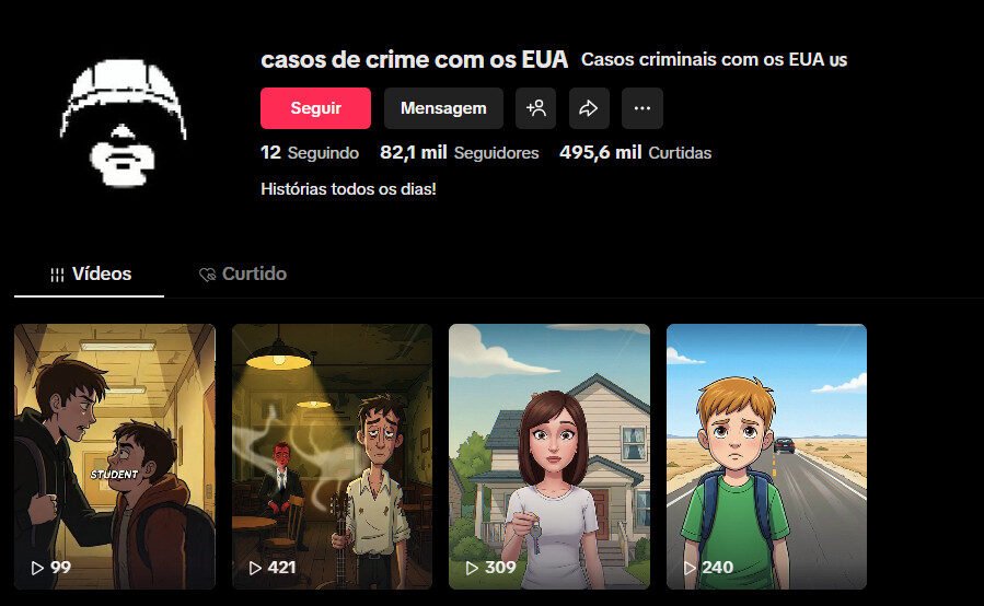 Conta no TikTok à venda – Casos Criminais e Histórias Reais / 82 mil seguidores