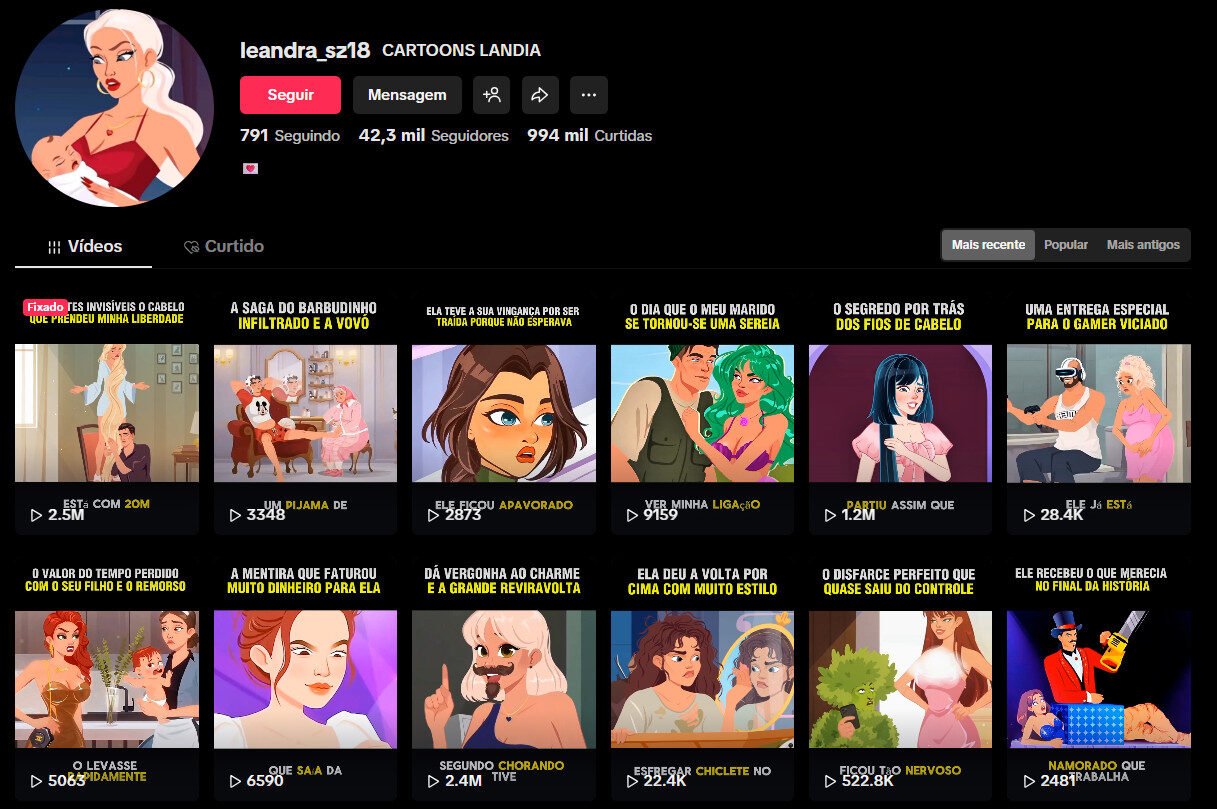 Conta no TikTok à venda – Histórias Animadas e Storytelling (42 mil seguidores)