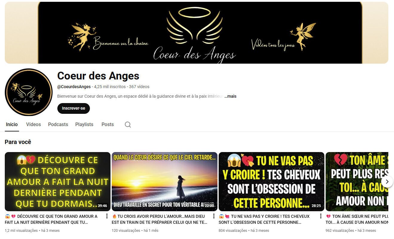 Canal YouTube à venda – Orientação Divina e Paz Interior (4 mil inscritos)