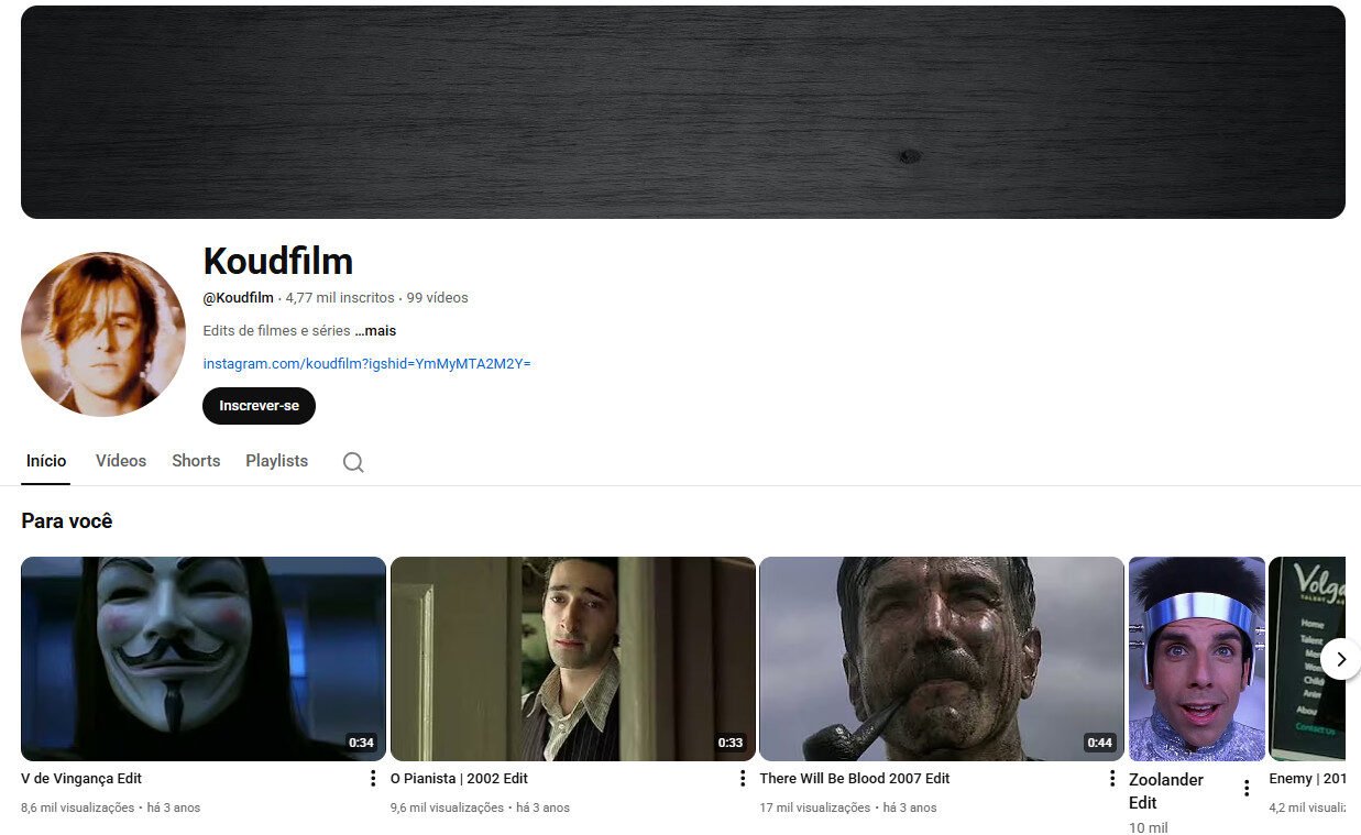 Canal YouTube à venda (Não Monetizado) – Edits de Filmes e Séries (4 mil inscritos)