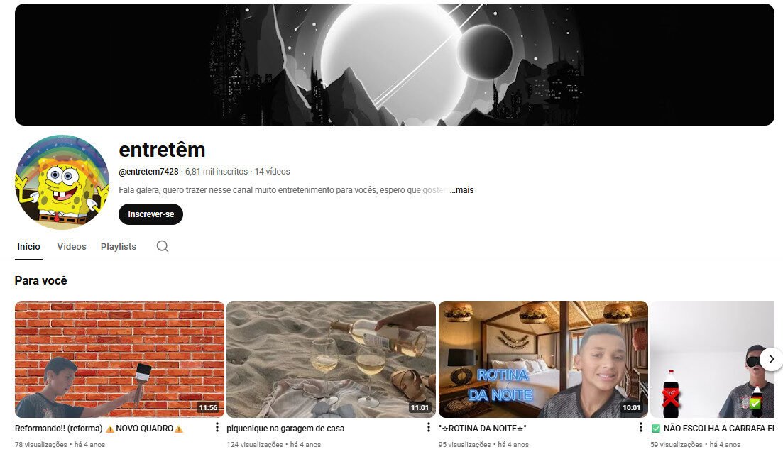 Canal YouTube à venda (Não Monetizado) – Entretenimento e Lifestyle – 6 mil inscritos