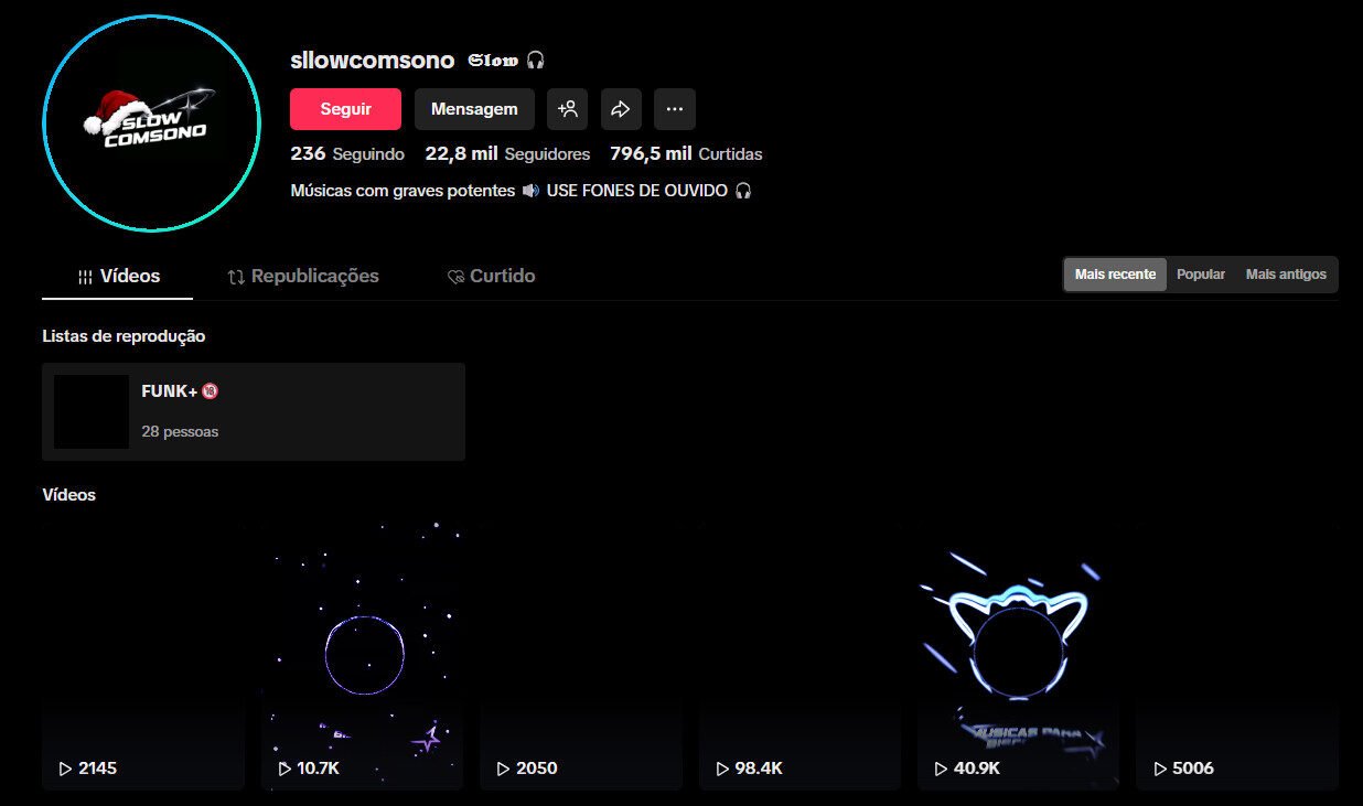 Perfil TikTok à venda – Músicas com Graves Potentes (22 mil seguidores)