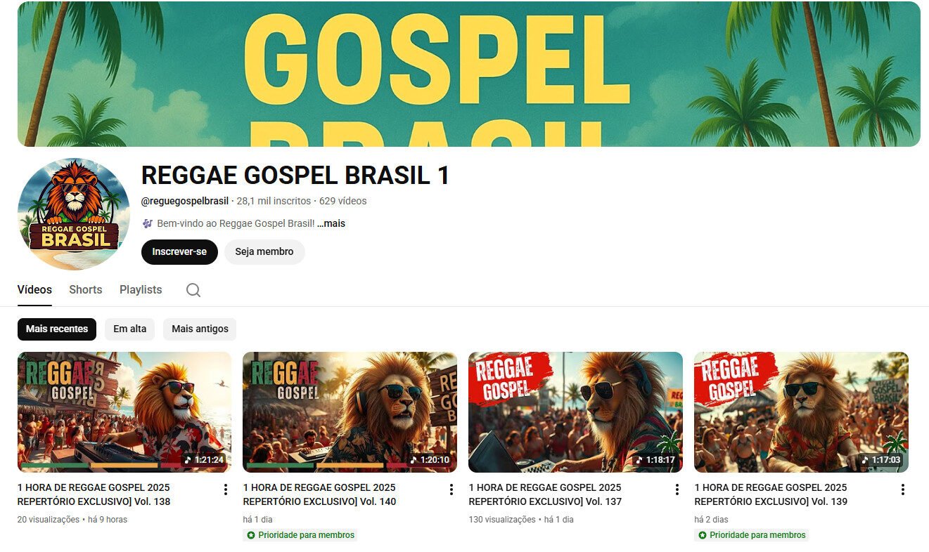 Canal YouTube à venda – Reggae Gospel e Adoração – 28 mil inscritos
