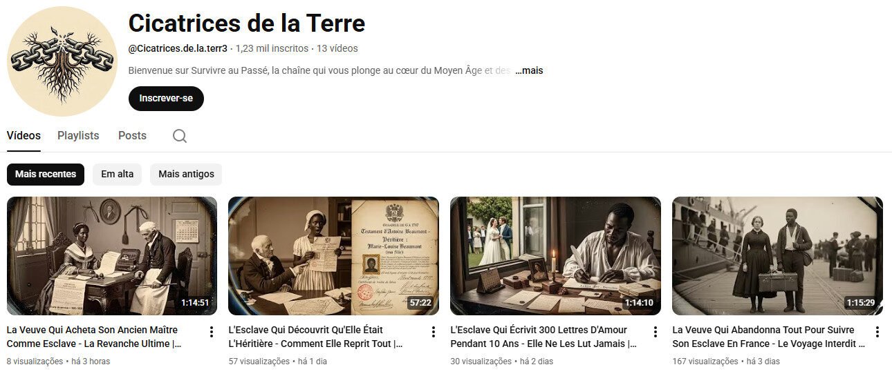 Canal YouTube à venda – História Medieval e Relatos de Superação (1 mil inscritos)