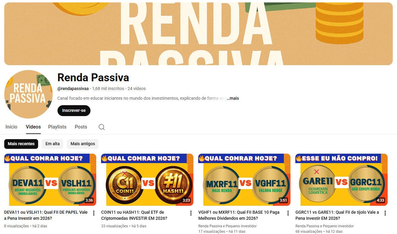 Canal YouTube à venda – Educação Financeira e Investimentos 1 mil inscritos