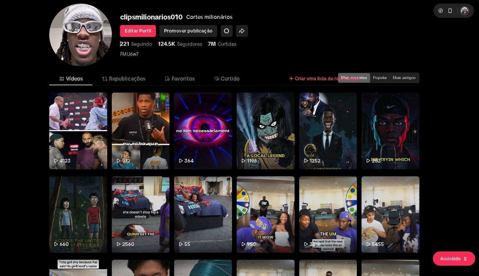 conta do tiktok 124k de seguidores monetizada