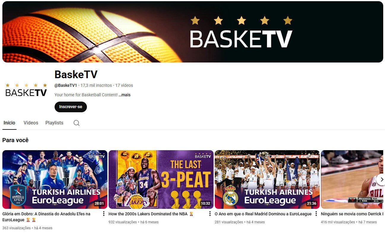 Canal YouTube à venda – Basquetebol e Grandes Lendas (17 mil inscritos)