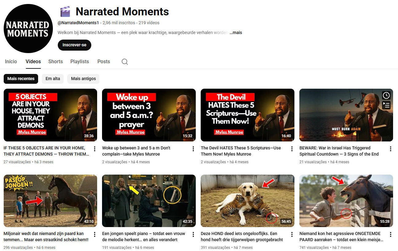 Canal YouTube à venda – Histórias Poderosas e Mensagens de Fé (2 mil inscritos)