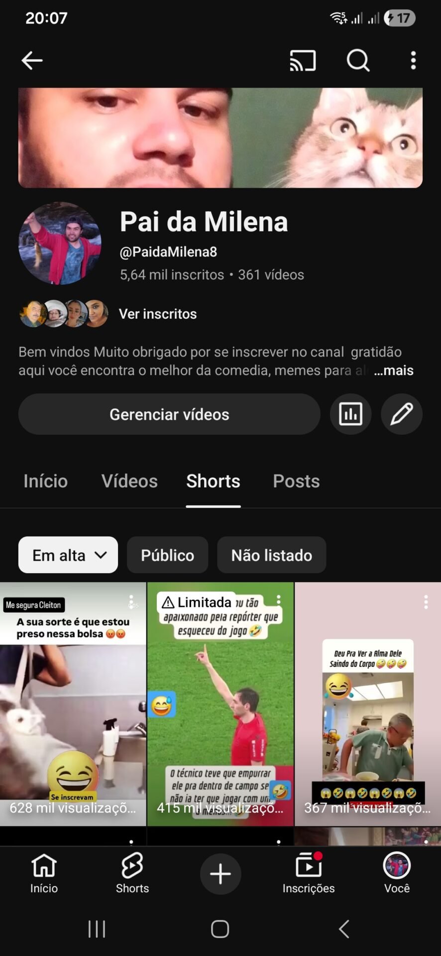 Vendo canal de comédia memes com mais de 2 milhões de viwes