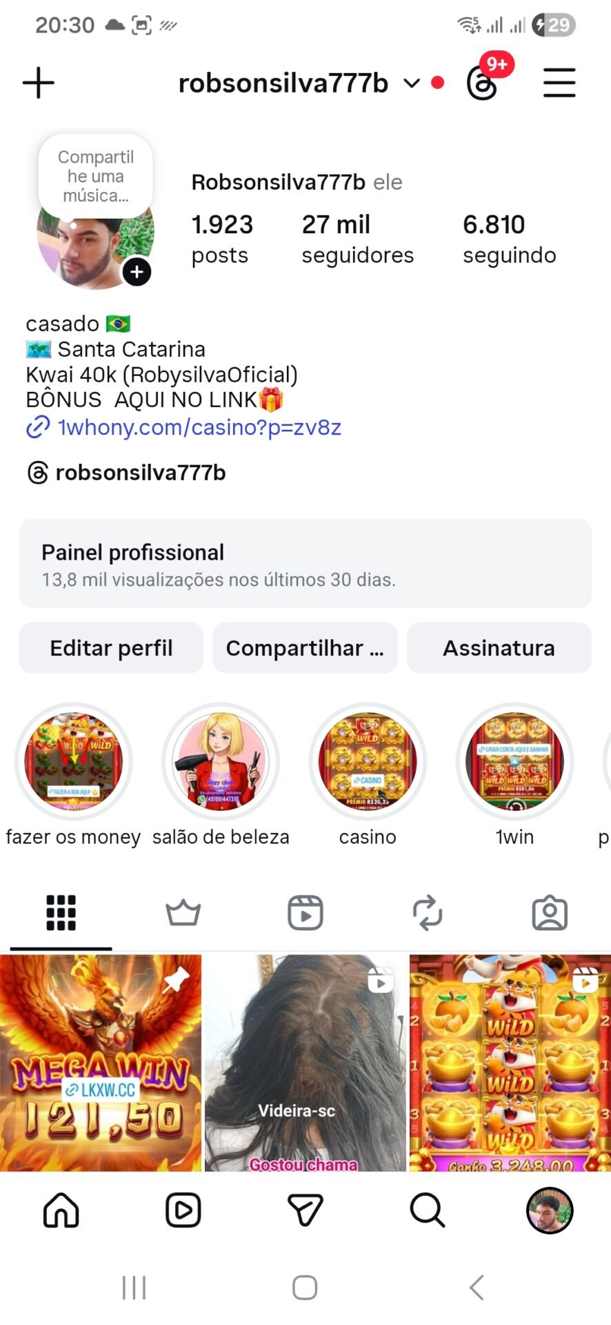 Vendo conta do instagram monetizado com presentes e assinante e com um engajamento bom